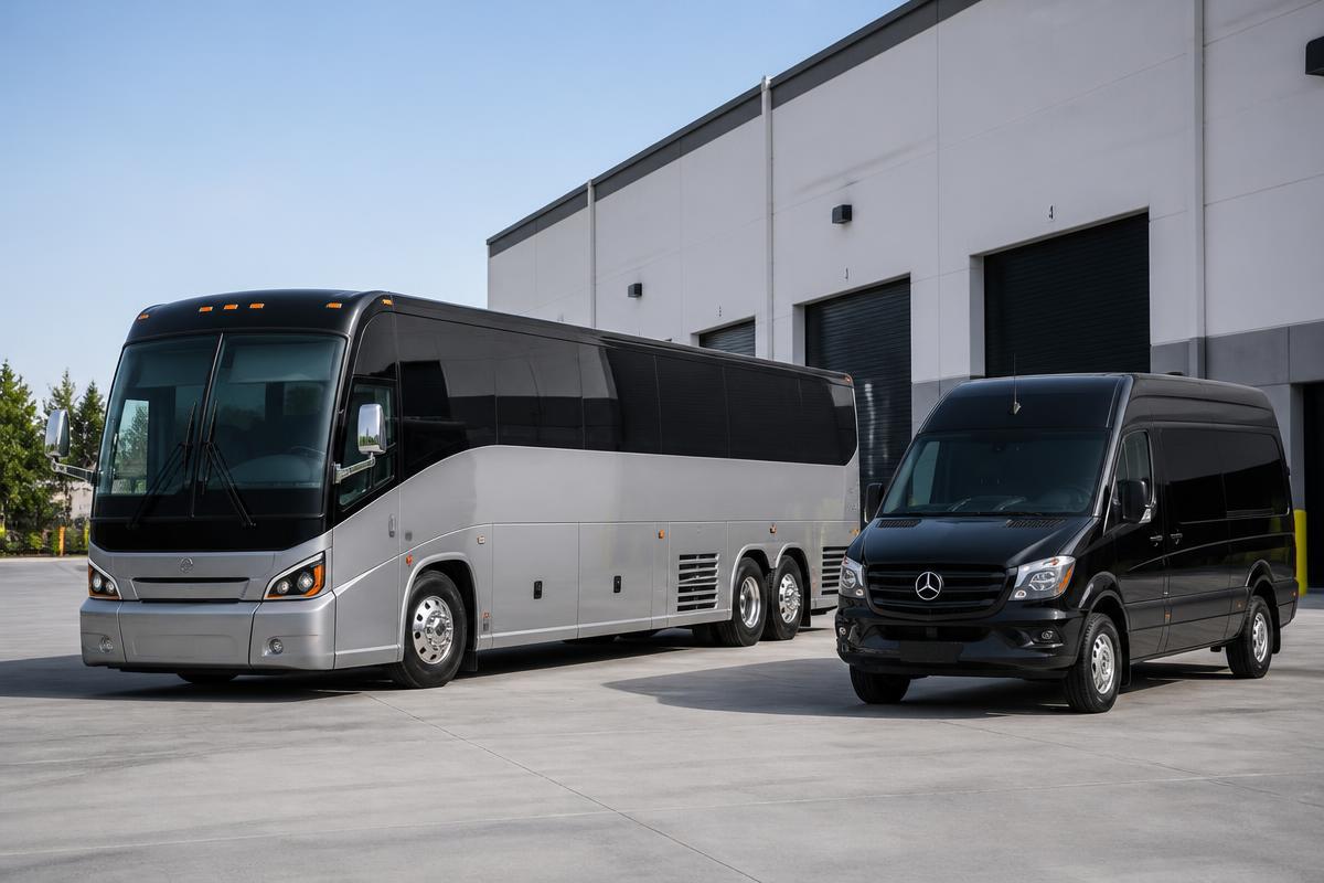 Ônibus de fretamento e van executiva da frota